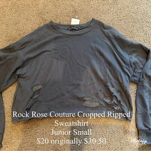 Rock Rose Couture Cropped Ripped sweatshirt